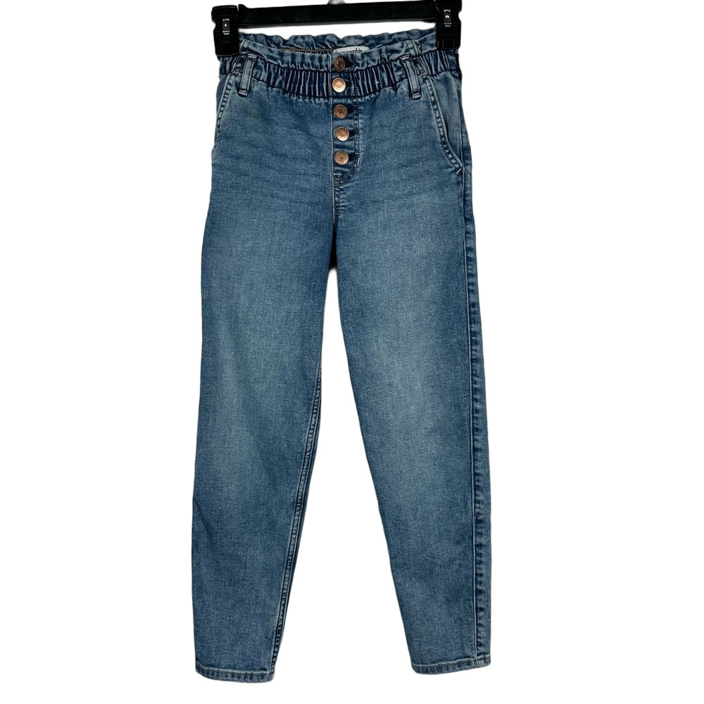 Abercrombie Kids High Rise Mini Mom Medium Wash Pull on Blue Jeans Size 8/10